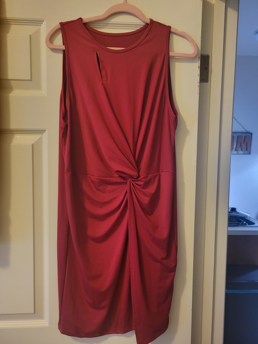 Sleeveless Twist-Front Red Dress